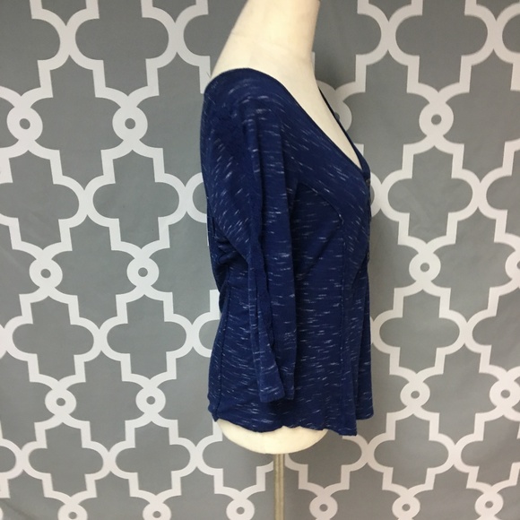 💎 Self Esteem Navy Blue 3/4in Sleeve Henley Top - Picture 4 of 7